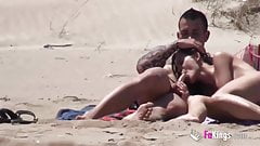 Beach Dogging! Ainara fucks a voyeur and a couple joins them