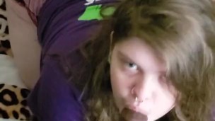 Pretty TEEN with a HUGE ASS Sucks Big Black Dick – Stares Passionately Throat Fuck